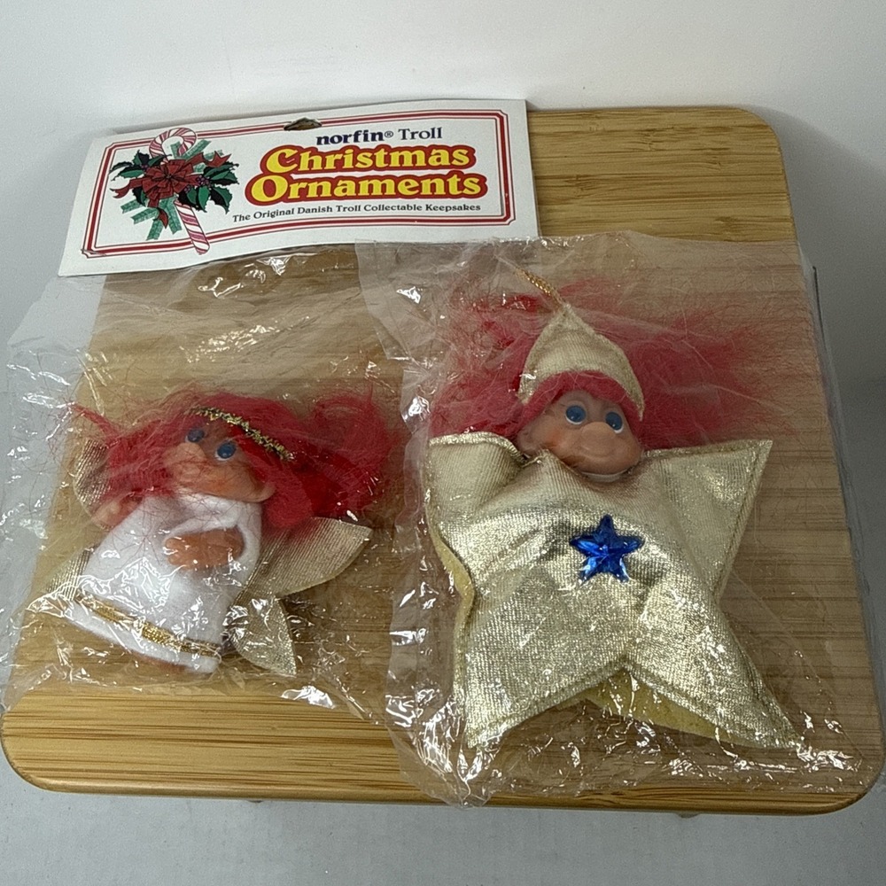 VTG DAM NORFIN 3" Christmas Ornaments Norfin TROLL DOLLS New Lot‎ Of 2